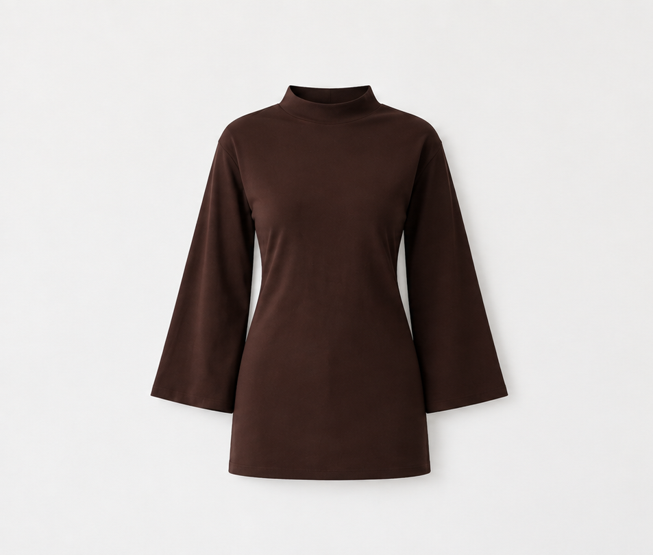 Wide Sleeve Top brun